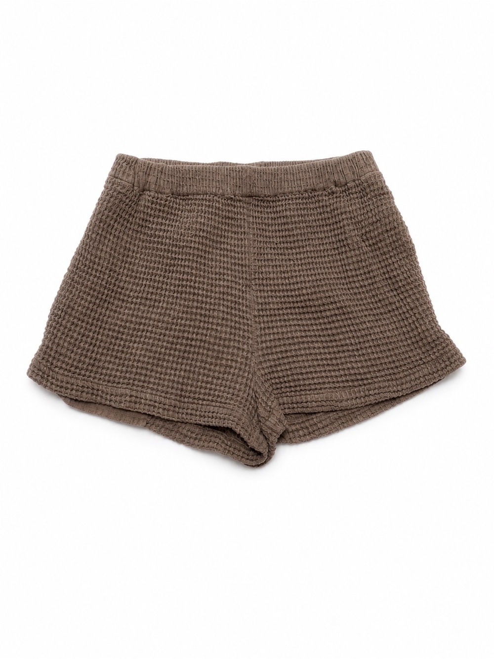 Free People Waffle-Knit High Waist Shorts - Taupe XS